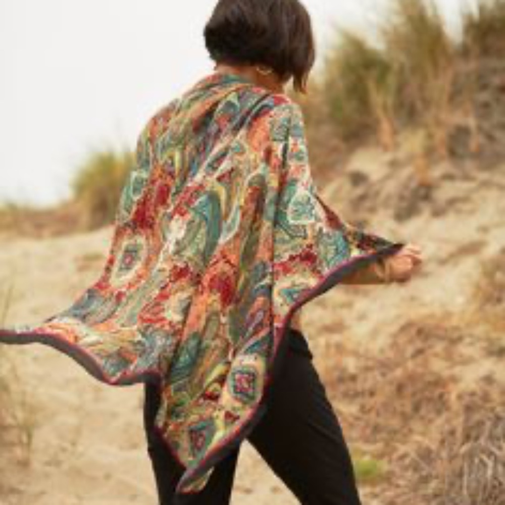 NWOT J.Jill Elaborate Paisley Silk Square Scarf Wrap